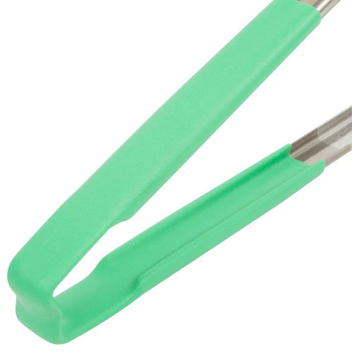 Vollrath 4781270 Jacob's Pride 1-Piece Stainless Steel Scalloped Utility Tongs with Color-Coded Kool-Touch Handle 12" - Green - Image 5