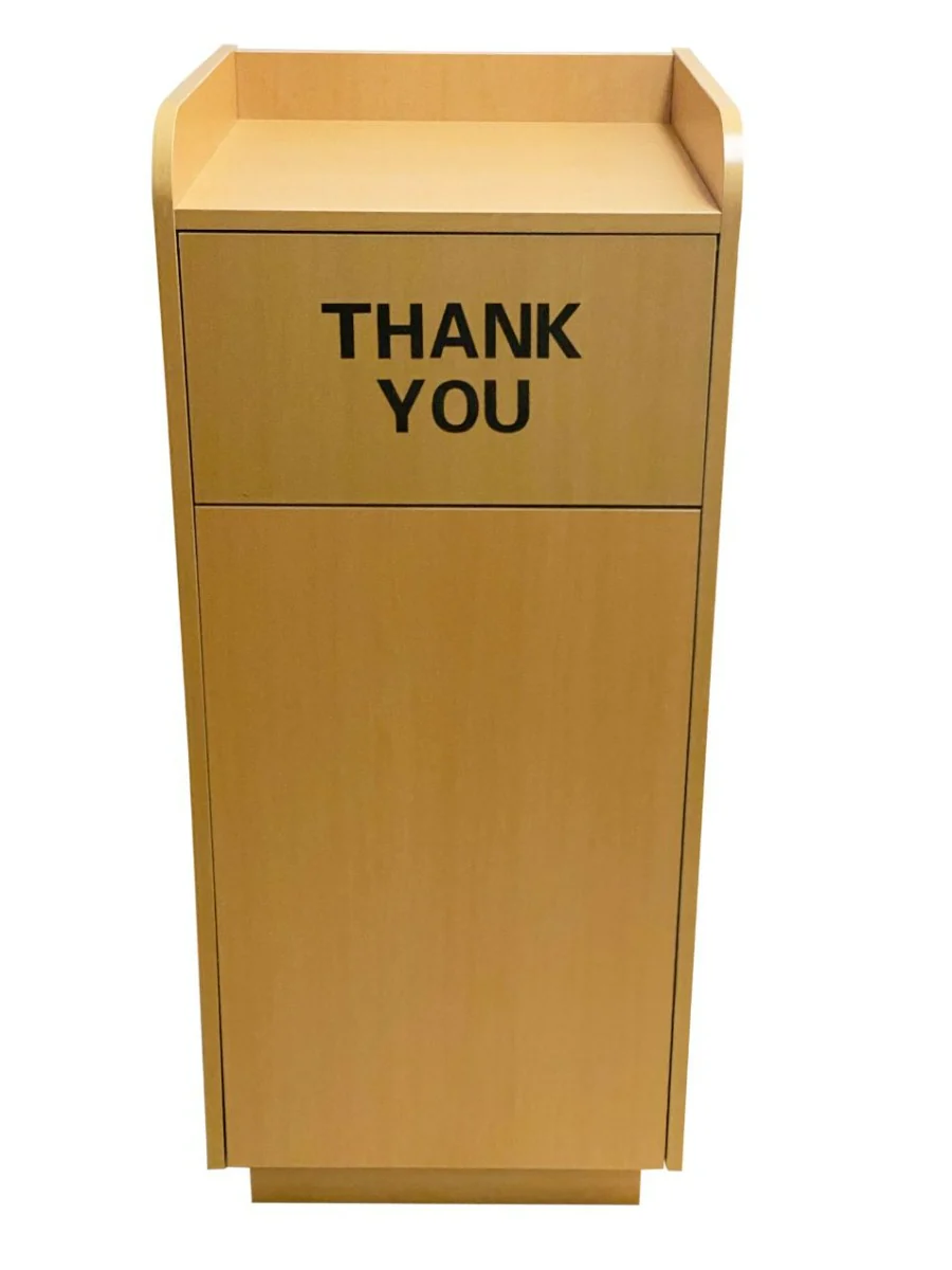 AAA Furniture Wholesale TRASH/NAT Thank You Trash Receptacle with Liner 20-1/4"W x 20"D x 47"H - Natural - Image 3