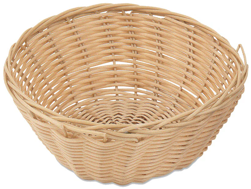 Browne 575444 Polypropylene Round Woven Bread Basket 8" x 2-1/4" - Tan - 12/Case