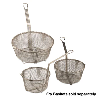 Browne 79100 Nickle-Plated Wire Medium Mesh Round Fry Basket with Uncoated Handle & Front Hook 9-1/2" Dia. - Image 2