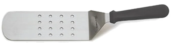 Browne 5744319 One-Piece Flexible Stainless Steel Perforated Turner with 8"L x 2-3/4"W Blade & Black Plastic Handle 14-1/2" OAL - Image 2