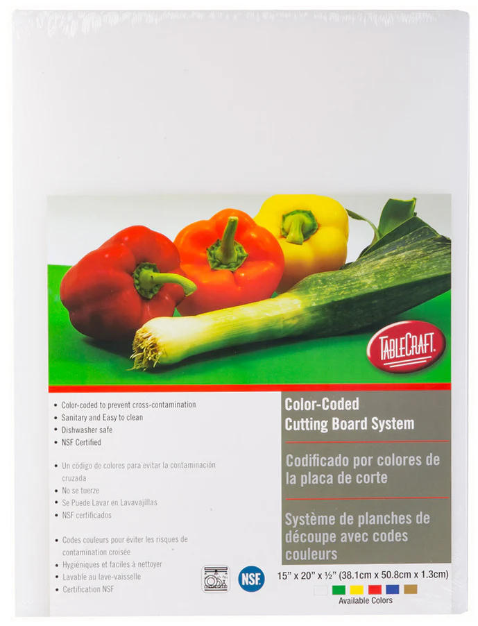 TableCraft CB1520WA Color-Coded Cutting Board 15" x 20" x 1/2" - White - Image 2