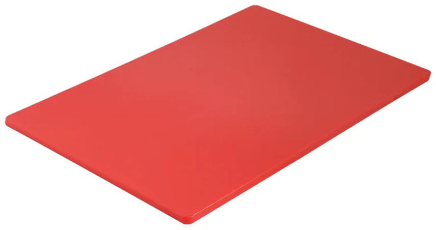 Browne 57361805 Color-Coded Medium Density Polyethylene Cutting Board 18" x 24" x 1/2" - Red