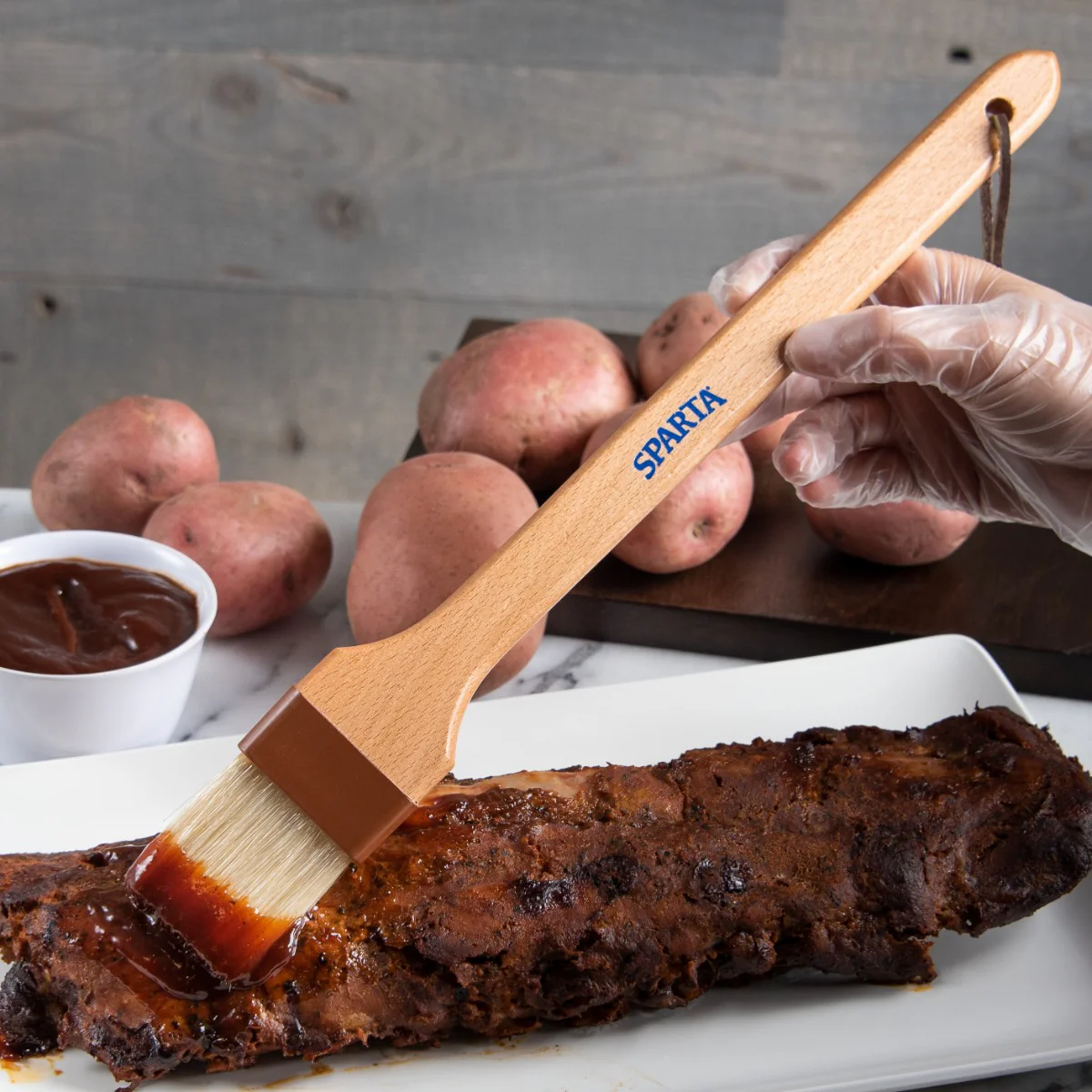 Carlisle 4037000 Sparta Chef Series 45° Angled Pastry / Basting Brush with 2"W Boar Bristles & 12" Wood Handle - Image 8