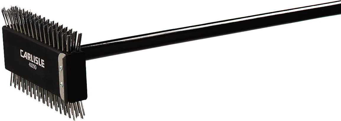 Carlisle 4029000 Sparta Broiler Master Grill Brush & Scraper with Stainless Steel Bristles and Wood Handle 30-1/2" OAL - Image 3