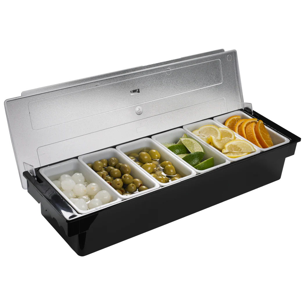 Browne 57483802 6-Compartment Condiment Dispenser Bar - (6) 1-pint Inserts