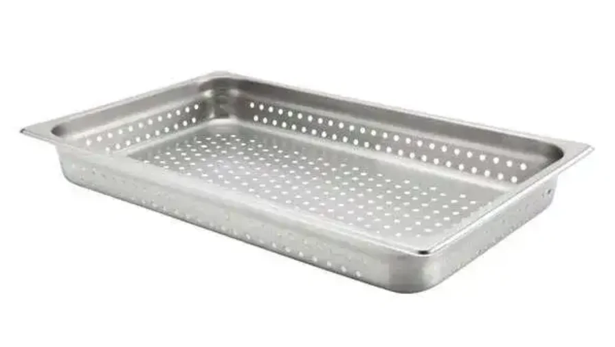 Browne 5781112 Medium-Weight Stainless Steel Anti-Jam Perforated Steam Table Food Pan 2-1/2" Deep - Full Size