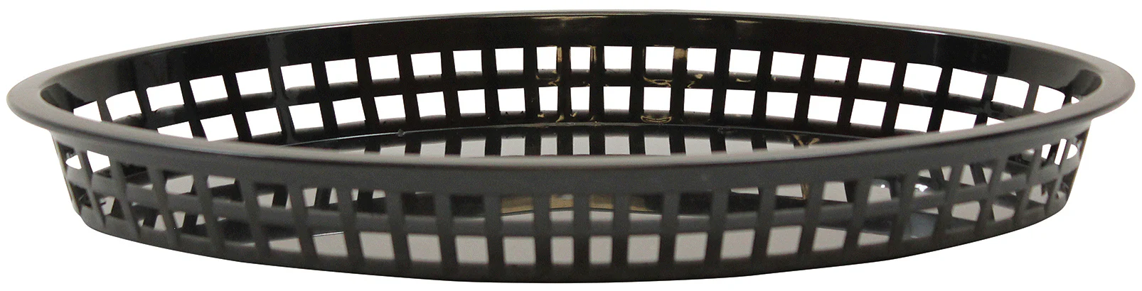TableCraft C1086BK Texas Plastic Oval Platter Basket 12-3/4" x 9-1/2" x 1-1/2" - Black - 12/Case - Image 2