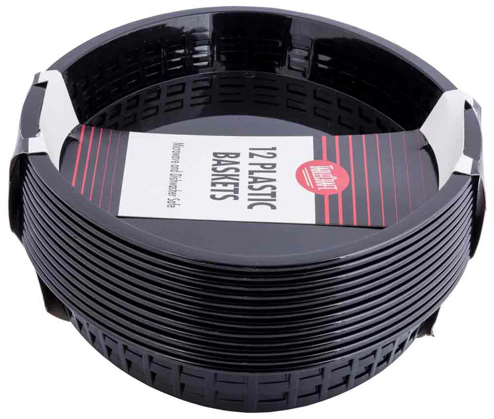 TableCraft C1086BK Texas Plastic Oval Platter Basket 12-3/4" x 9-1/2" x 1-1/2" - Black - 12/Case - Image 8