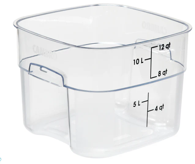Cambro 12SFSPROCW135 12 qt CamSquare® FreshPro Food Container - Polycarbonate, Blue Graduation - 6ea/Case