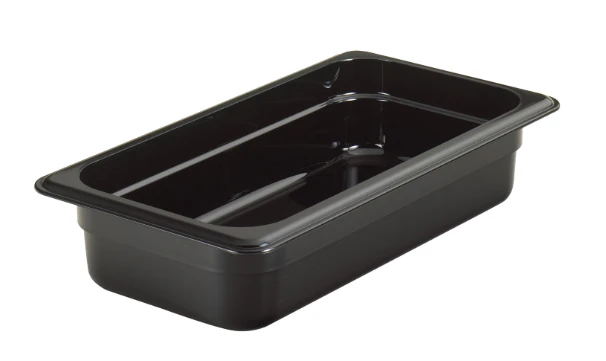 Cambro 32CW110 Camwear Polycarbonate Food Pan 2-1/2" Deep - 1/3 size - Black - 6/Case