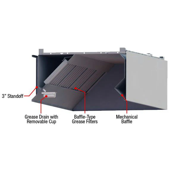 CaptiveAire 5424ND-2-PSP-F-9ft Exhaust-Only Wall Canopy Hood 9'