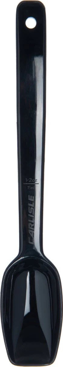Carlisle 446003 One-Piece Plastic Solid Salad/Buffet Serving Spoon with Notched handle 9" - 1/2 oz. - Black - Image 10
