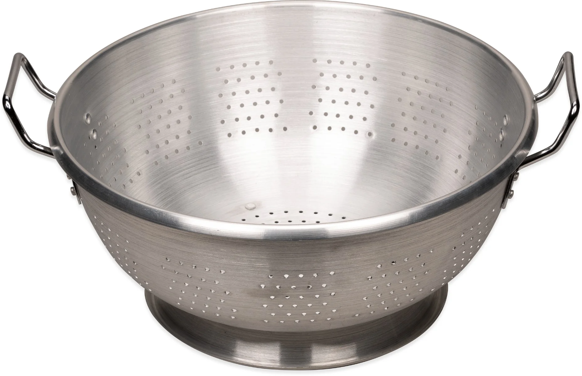 Carlisle 60280 Signature Select Dura-Ware Standard-Weight Aluminum Colander with Loop Handles and Footed Base 16 qt. - Image 10