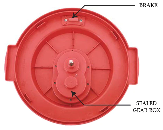 Chef Master 90005 Premium Plastic Manual Salad Dryer / Spinner with Brake 5 gal. - Red - Image 6