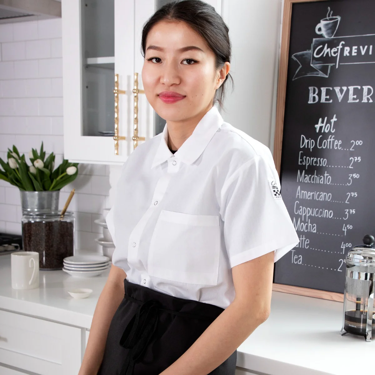 Chef Revival CS006WH-2X Unisex Poly/Cotton Short Sleeve Cook Shirt with Front Snaps and Chest Pocket - White - Size 2X-Large - Image 3