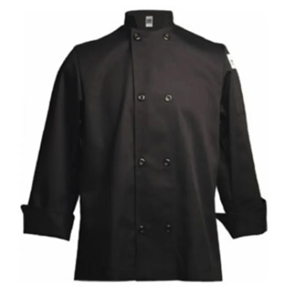 Chef Revival J061BK-3X Unisex Long Sleeve Double-Breasted Chef's Jacket with Logo Buttons - Black / 3X-Large - Image 2