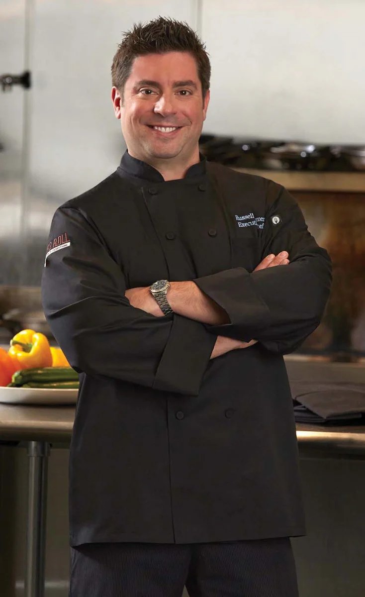 Chef Works JLLSBLKXL Unisex Calgary Cool Vent Long Sleeve Double-Breasted Chef Coat with Cloth Covered Buttons - Black / X-Large