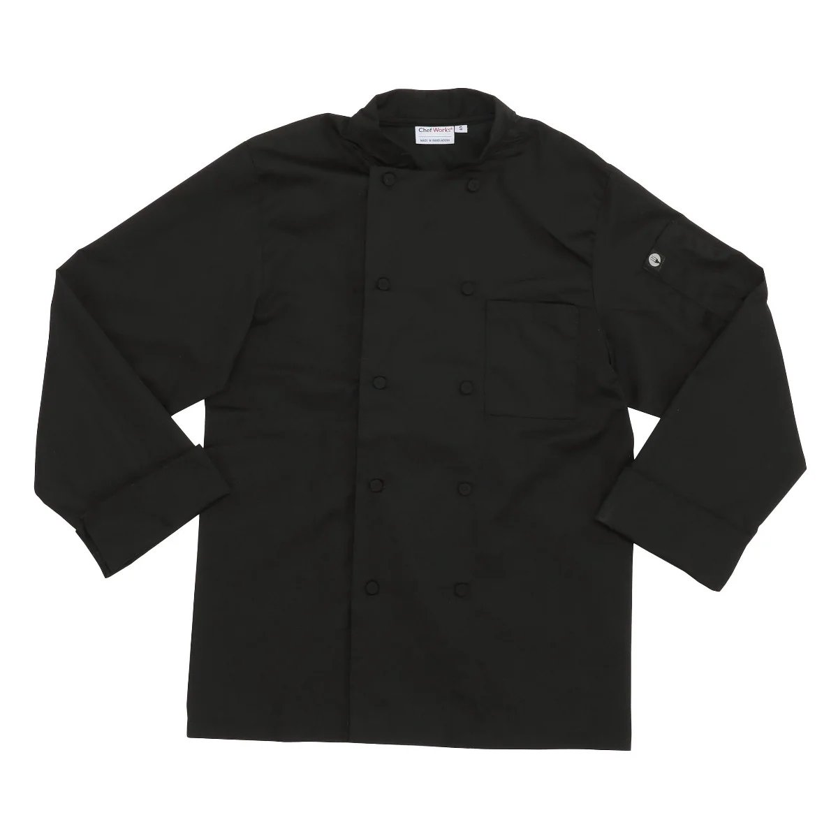 Chef Works JLLSBLKXL Unisex Calgary Cool Vent Long Sleeve Double-Breasted Chef Coat with Cloth Covered Buttons - Black / X-Large - Image 10