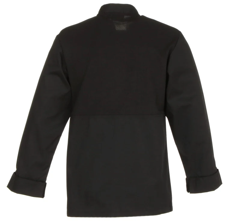 Chef Works JLLSBLKXL Unisex Calgary Cool Vent Long Sleeve Double-Breasted Chef Coat with Cloth Covered Buttons - Black / X-Large - Image 8