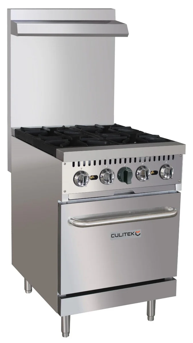 Culitek CULGR24NG 24" Gas Range with Oven – 4 Burner, 150,000 BTU
