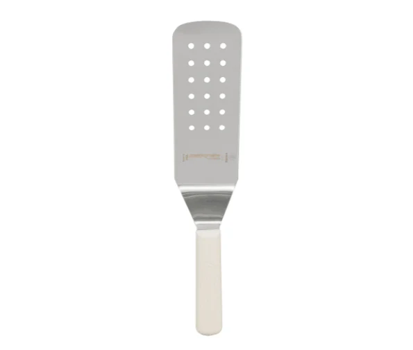 Dexter-Russell 16373 Sani-Safe Round Corner Offset Perforated Turner with 8" x 3" Stainless Steel Blade and White Poly Handle