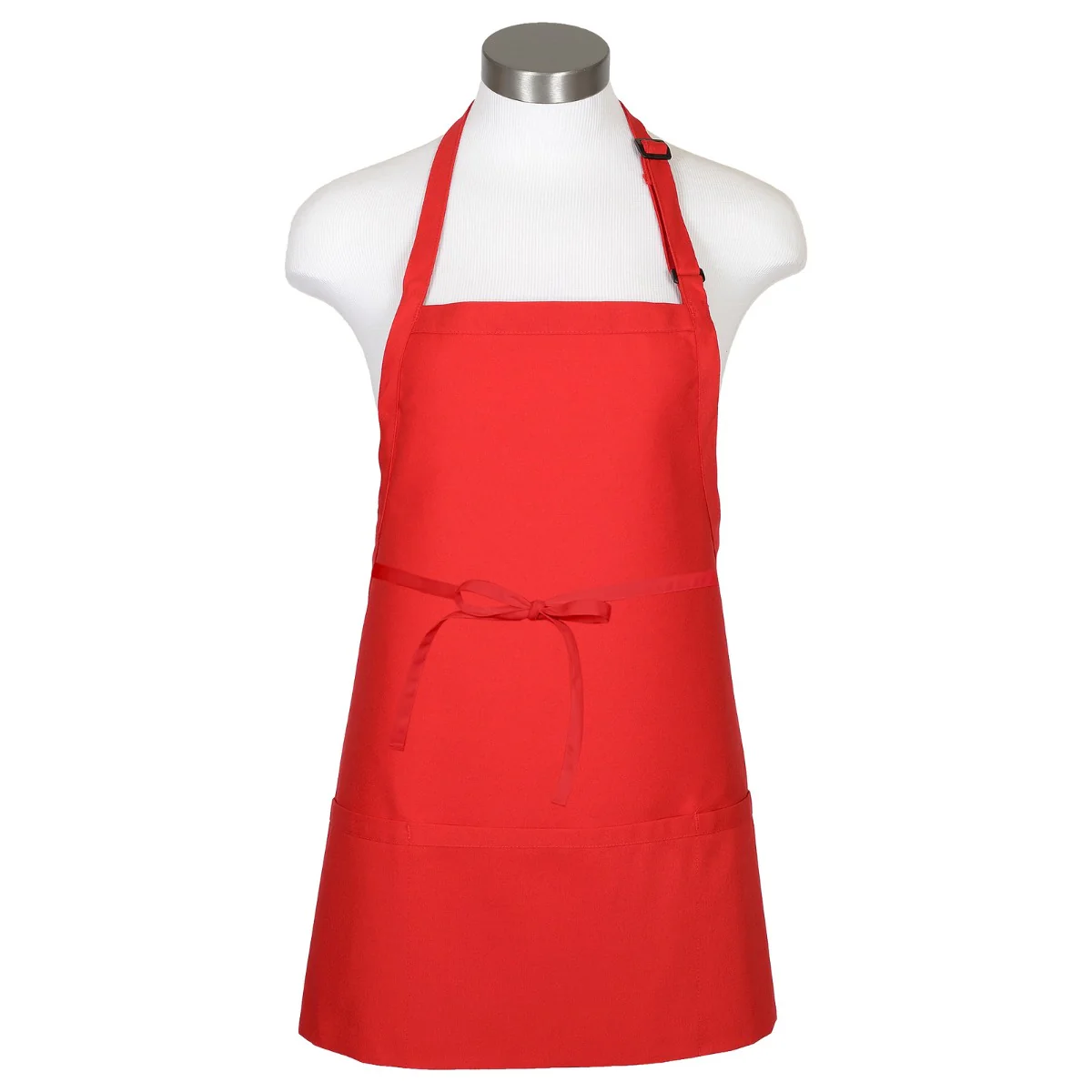 Fame Fabrics F10-18153 Bib Apron with 3 Divisional Pockets 28" x 24" - Red