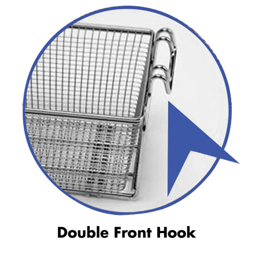 FMP 225-1070 Twin / Half Size Fryer Basket with Double Front Hookand  E-Z Grip Vinyl-Coated Handle - 13-1/4" x 6-1/2" x 6" H - Image 3