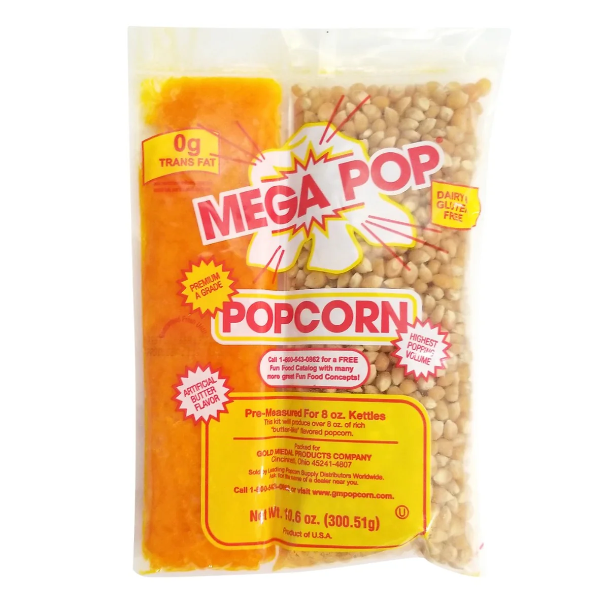 Gold Medal 2838 Mega Pop Corn/Oil/Salt Kits for 8 oz. Kettles - 24/Case