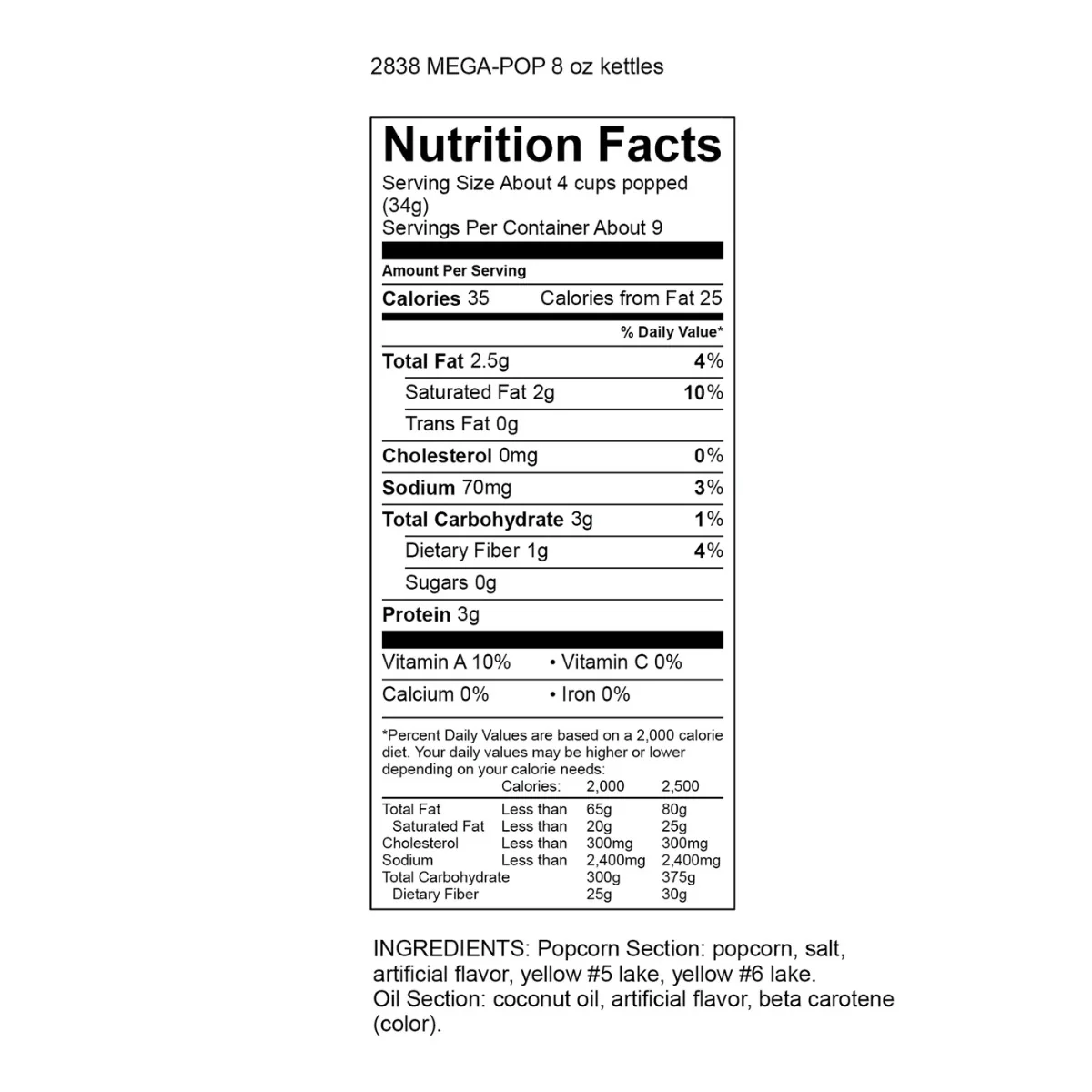 Gold Medal 2838 Mega Pop Corn/Oil/Salt Kits for 8 oz. Kettles - 24/Case - Image 4