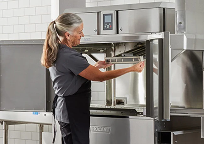 Hobart CL44EN-BAS 1-Tank High Temp Conveyor Dishwasher with Booster Heater - Left to Right - 202 racks/hr - 208v/3, 18 kW - Image 5