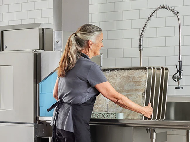 Hobart CL44EN-BAS 1-Tank High Temp Conveyor Dishwasher with Booster Heater - Left to Right - 202 racks/hr - 208v/3, 18 kW - Image 6