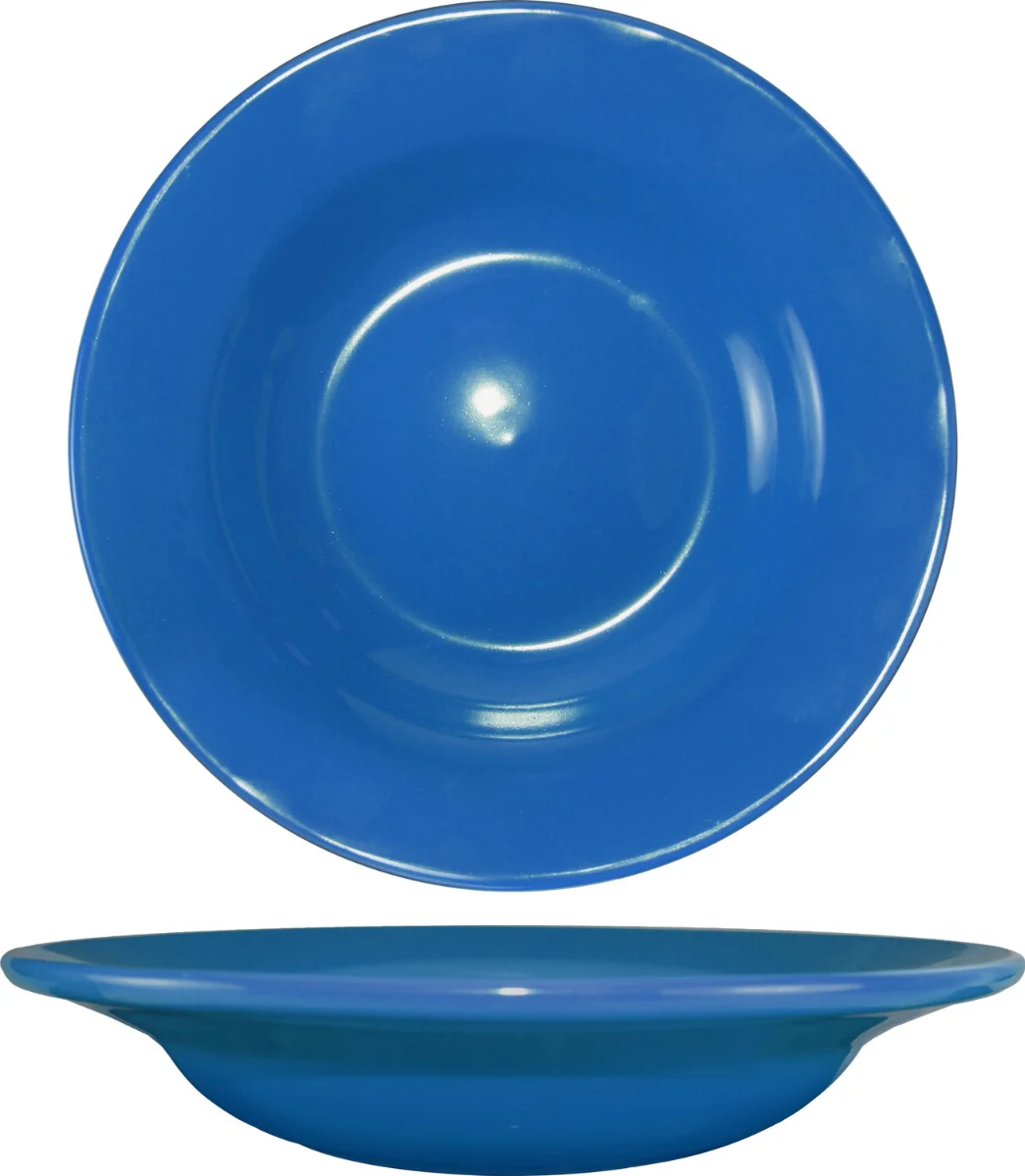 International Tableware CA-3-LB Cancun Light Blue Rolled Edge Deep Rim China Soup Bowl 12 oz. - 24/Case