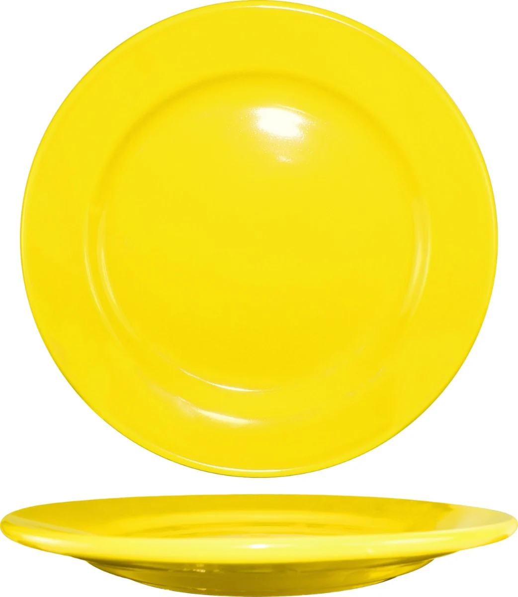 International Tableware CA-7-Y Cancun Yellow Rolled Edge China Plate 7-1/8" Dia. - 36/cs