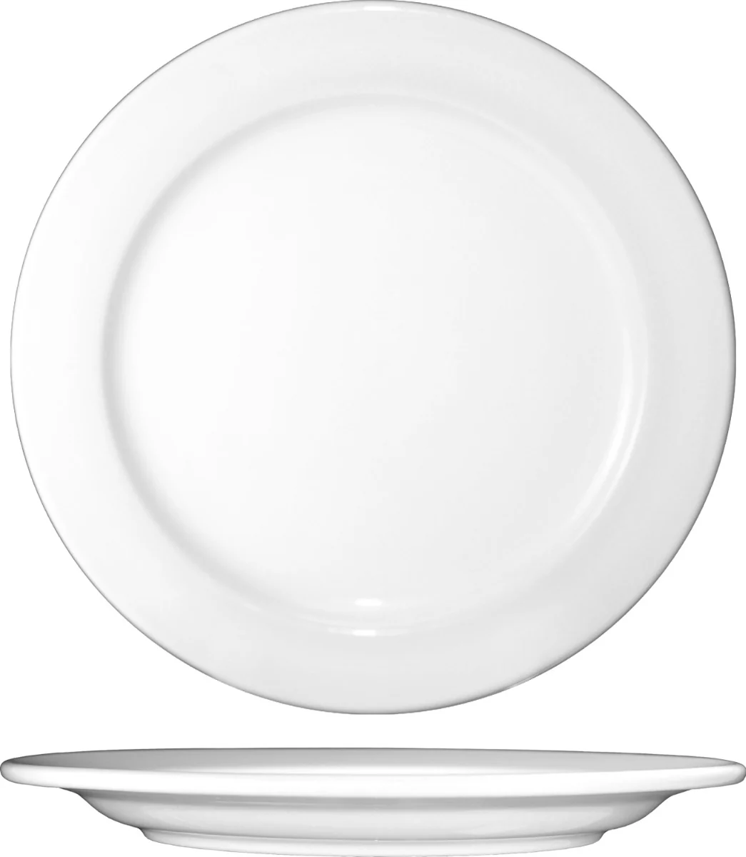 International Tableware DO-21 Dover European White Rolled Edge China Plate 12" Dia. - 12/cs