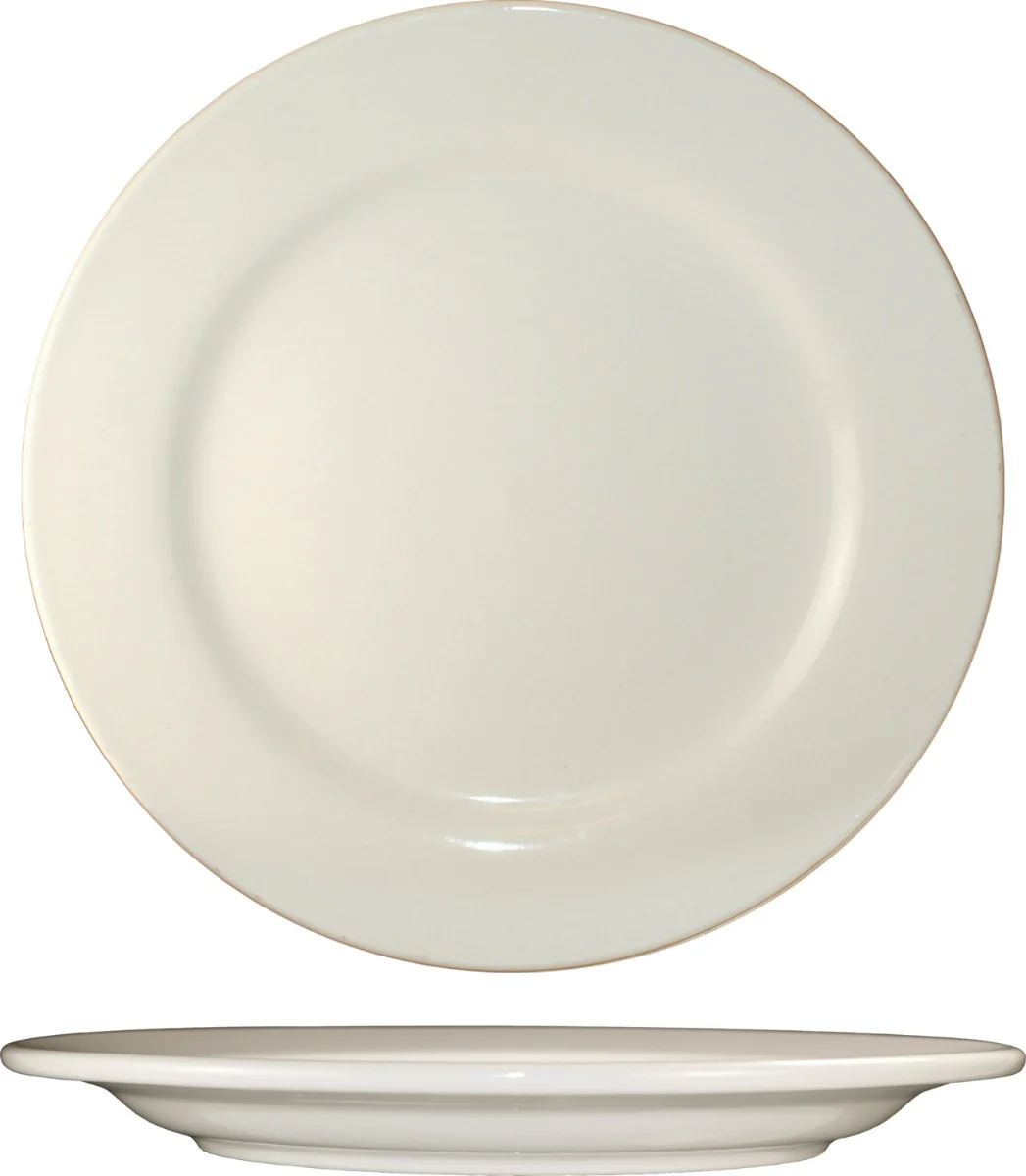International Tableware RO-6 Roma American White Rolled Edge China Plate 6-5/8" Dia. - 36/cs
