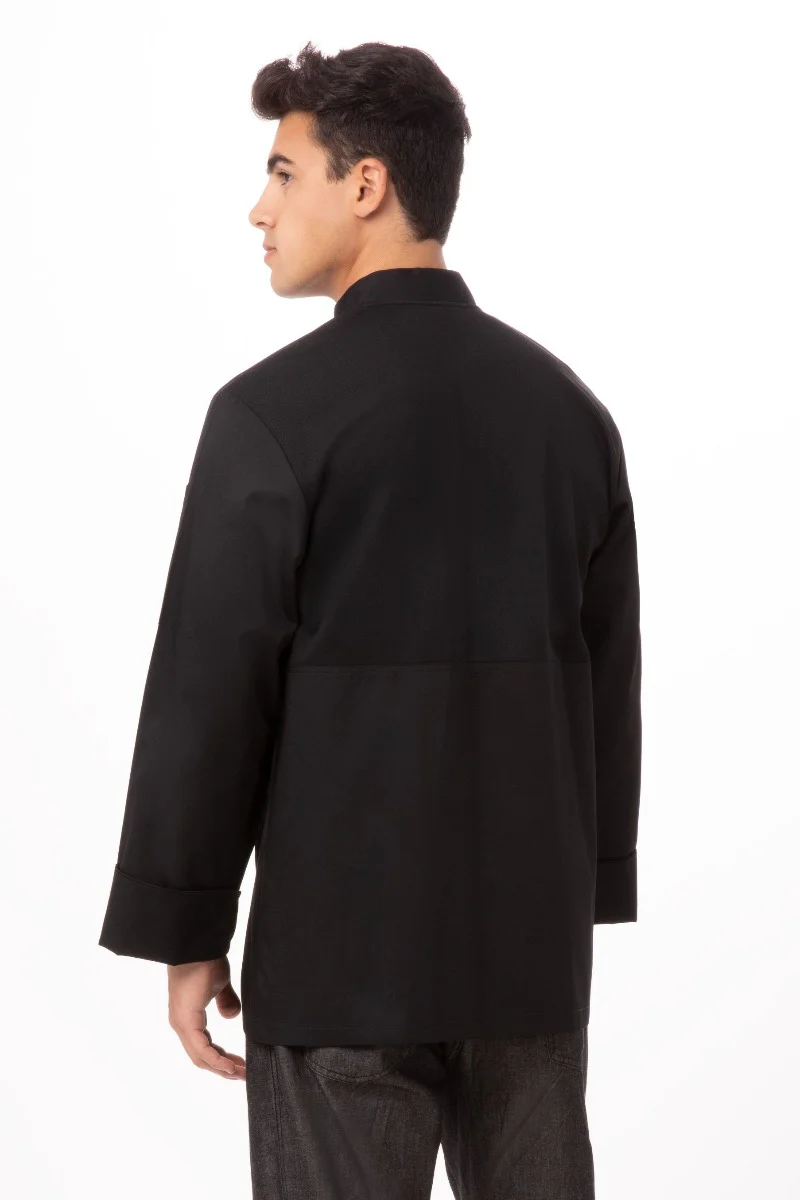 Chef Works JLLSBLK2XL Unisex Calgary Cool Vent Long Sleeve Double-Breasted Chef Coat with Cloth Covered Buttons - Black / 2X-Large - Image 5
