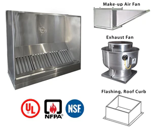 JRSPRO6-PFF 6ft Jean's Canopy Vent Hood with Plenum, Exhaust Fan, Make-up Air Fan and Flashing - Image 3