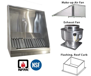 JRSVHSP10-PFF 10ft Jean's Shallow Front Vent Hood with Plenum, Exhaust Fan, Make-up Air Fan and Flashing - Image 2