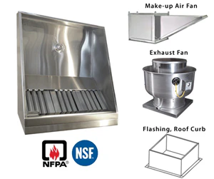 JRSVHSP9-PFF 9ft Jean's Shallow Front Vent Hood with Plenum, Exhaust Fan, Make-up Air Fan and Flashing - Image 3