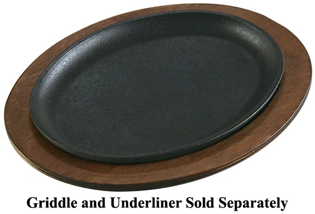 Lodge UOPB Oval Wood Underliner with Walnut Finish 11-3/4" x 9-1/4" - fits  LOS3 & LOSH3 Griddles - Image 3