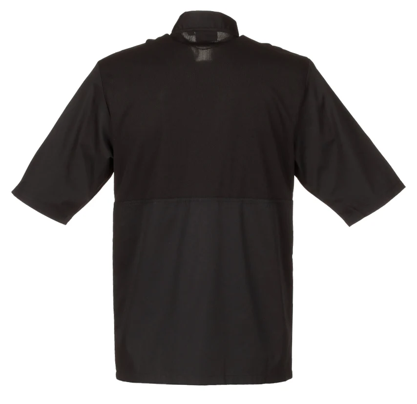Chef Works JLCVBLK2XL Unisex Montreal Cool Vent Short Sleeve Double-Breasted Chef Coat with Cloth Covered Buttons - Black / 2X-Large - Image 5
