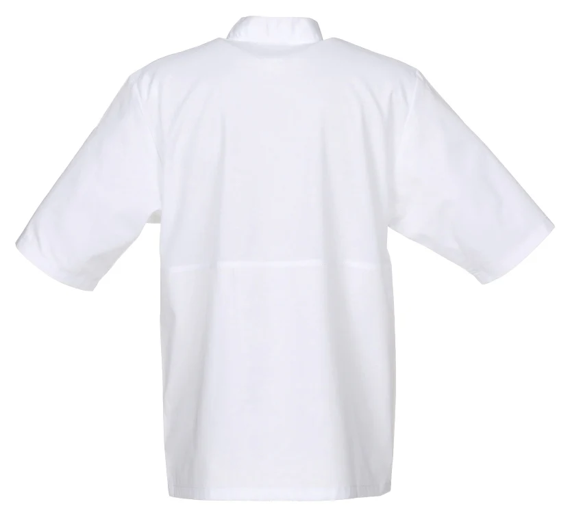 Chef Works JLCVWHTL Unisex Montreal Cool Vent Short Sleeve Double-Breasted Chef Coat with Cloth Covered Buttons - White / Large - Image 10