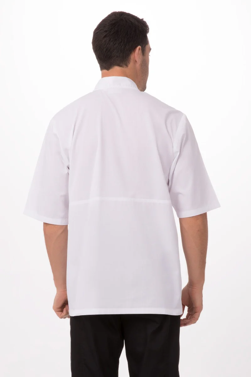 Chef Works JLCVWHTXL Unisex Montreal Cool Vent Short Sleeve Double-Breasted Chef Coat with Cloth Covered Buttons - White / X-Large - Image 5