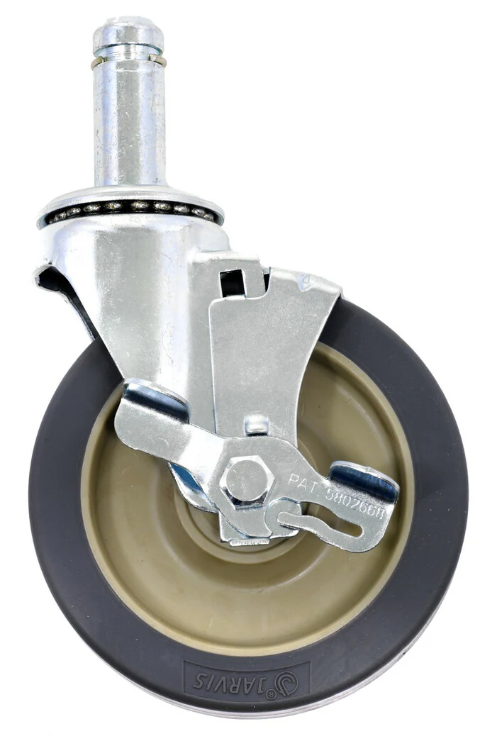 Olympic J5FBA-4 Wire Shelving High Modulus Rubber Swivel Stem Caster with Brake Kit 5" - 4/set - Image 5