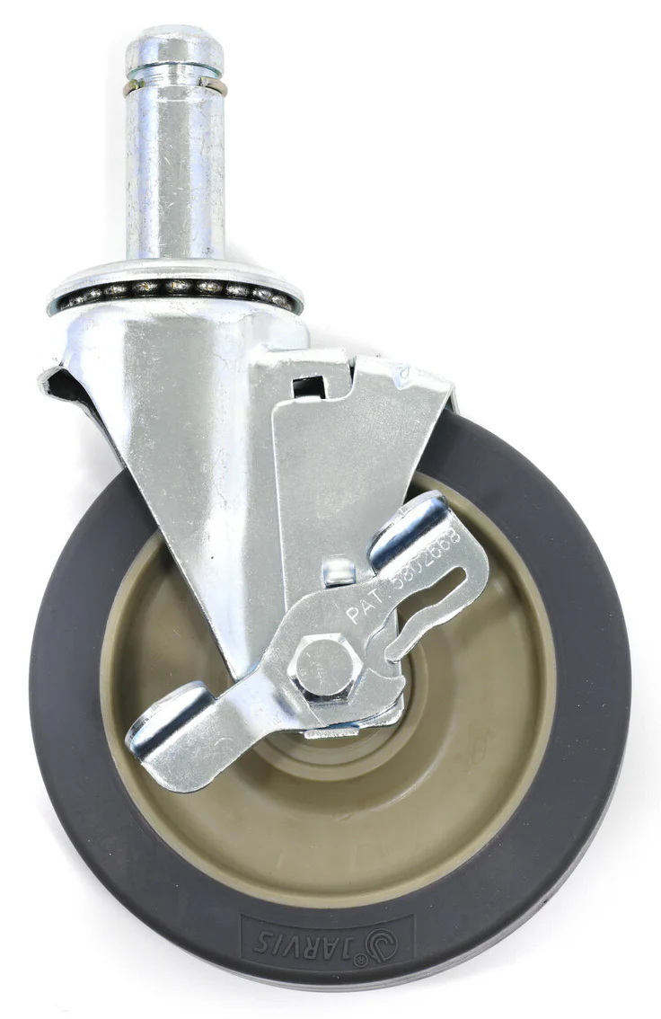 Olympic J5FBA-4 Wire Shelving High Modulus Rubber Swivel Stem Caster with Brake Kit 5" - 4/set - Image 6