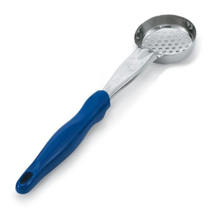 Vollrath 6432230 Jacob's Pride Color-Coded One-Piece Heavy-Duty Stainless Steel Perforated Round Spoodle Food Portioner with Blue Nylon Handle 2 oz. - Image 3