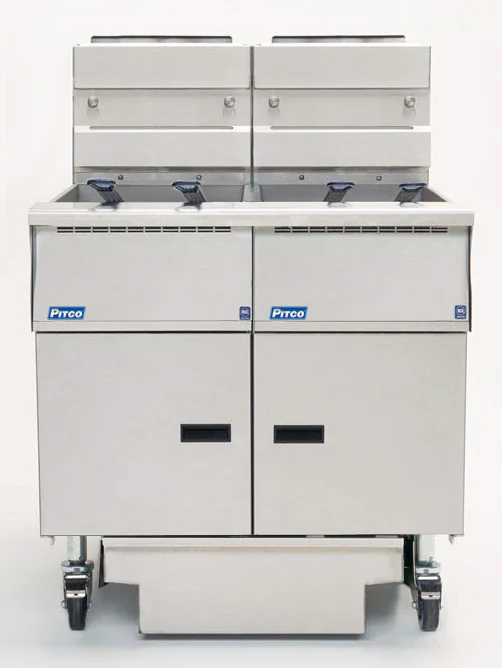 Pitco SE14RS-2FD-SSTC Solstice 2 Bank Floor Electric Fryer with Solid State Controls and Under-Fryer Drawer Filtration 100 lb./cap - 208v/3-ph, 44kW