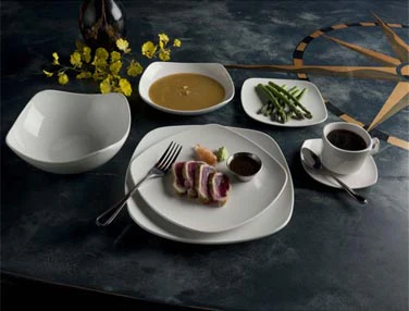 International Tableware QP-9 Quad European White Square China Plate 9-3/4" - 24/cs - Image 2