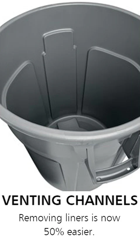 Rubbermaid FG262000WHT Vented BRUTE Round Container 20 Gal. - White - Image 11